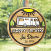 Family Happy Campers - Personalized Shaped Wood Sign, 2 Layers Sign - Gift For Camping Lovers