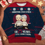 Still Going Strong - Personalized Custom Unisex Ugly Christmas Sweatshirt, Wool Sweatshirt, All-Over-Print Sweatshirt - Gift For Couple, Husband Wife, Anniversary, Engagement, Wedding, Marriage Gift, Christmas Gift
