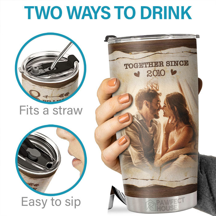 8 Billion Smiles And Yours Is My Favorite - Personalized Tumbler - Upload Image, Gift For Couple, Husband Wife, Anniversary, Engagement, Wedding, Marriage Gift