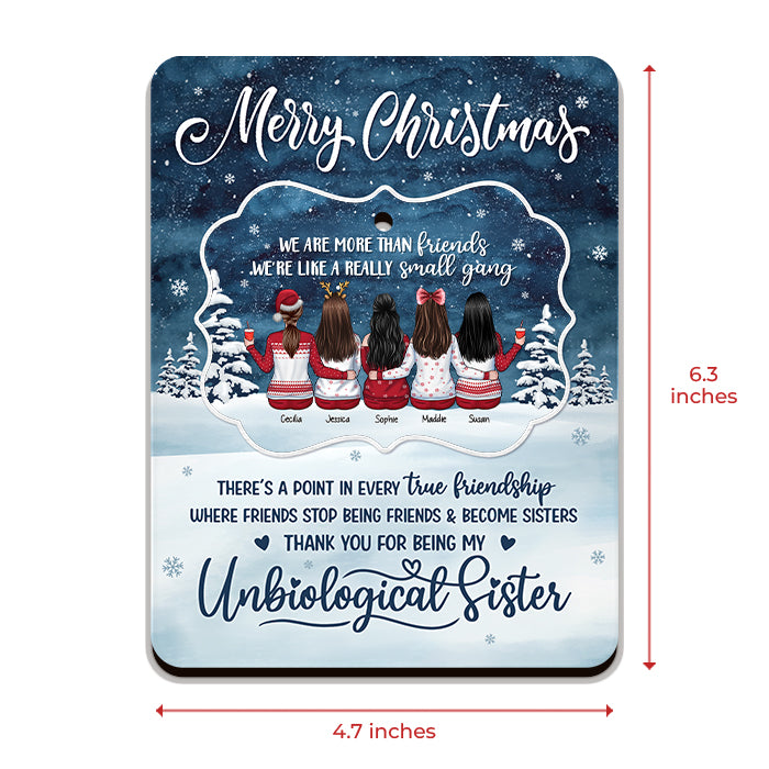 Friends Stop Being Friends & Become Sisters - Personalized Custom Christmas Wooden Card With Pop Out Ornament - Gift For Bestie, Best Friend, Sister, Birthday Gift For Bestie And Friend, Christmas Gift