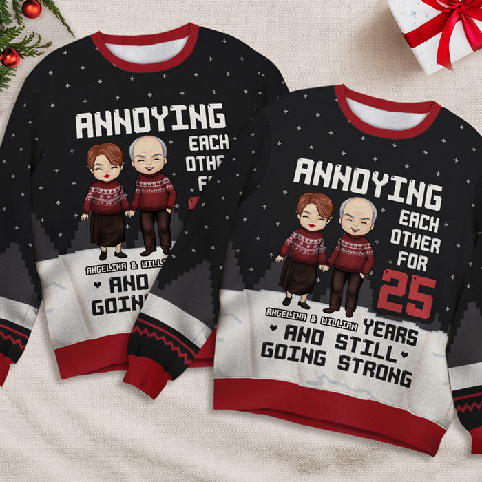 Annoying Each Other - Personalized Custom Unisex Ugly Christmas Sweatshirt, Wool Sweatshirt, All-Over-Print Sweatshirt - Gift For Couple, Husband Wife, Anniversary, Engagement, Wedding, Marriage Gift, Christmas Gift