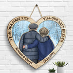Till Our First Kiss Heart Shape Season - Personalized Shaped Wood Sign - Gift For Couples, Husband Wife