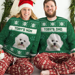 I'm A Dog Mom - Personalized Custom Unisex Ugly Christmas Sweatshirt, Wool Sweatshirt, All-Over-Print Sweatshirt - Upload Image, Gift For Pet Lovers, Christmas Gift