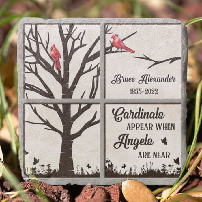 Cardinals Appear When Angels Are Near - Personalized Memorial Stone, Human Grave Marker - Upload Image, Memorial Gift, Sympathy Gift