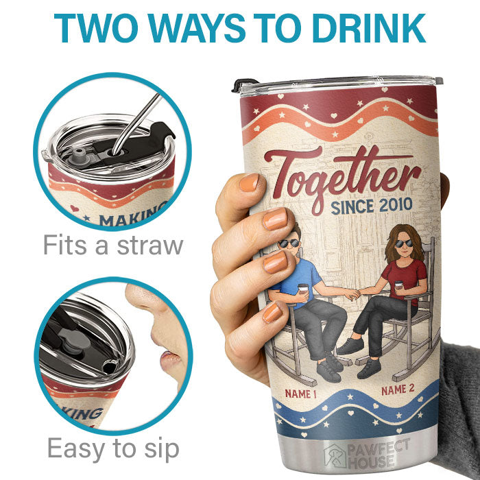 Together Since, Making Memories With You Is My Favorite Thing To Do - Personalized Tumbler - Gift For Couple, Husband Wife, Anniversary, Engagement, Wedding, Marriage Gift
