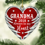 Always In My Heart - Personalized Custom Heart Shaped Wood Christmas Ornament