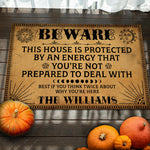 Custom Name Witchy Halloween House Decor - Personalized Doormat