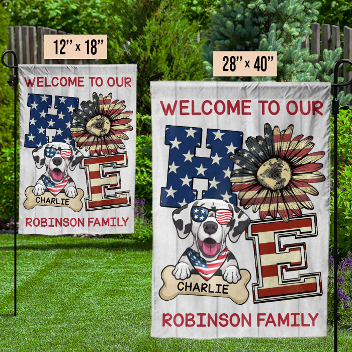 Welcome To Our Home - 4th Of July Decoration - Personalized Flag.