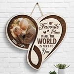 We're Predestined To Meet Each Other - Personalized Shaped Wood Sign - Upload Image, Gift For Couples, Husband Wife
