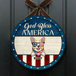 God Bless American - Funny Personalized Dog Door Sign