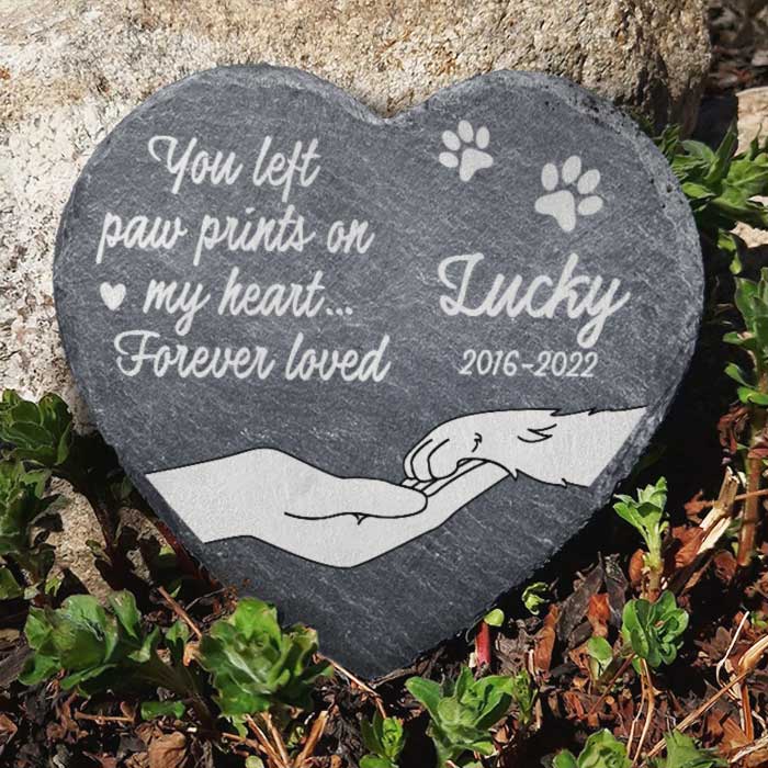 You Left Paw Prints On My Heart - Personalized Memorial Stone - Memorial Gift, Sympathy Gift