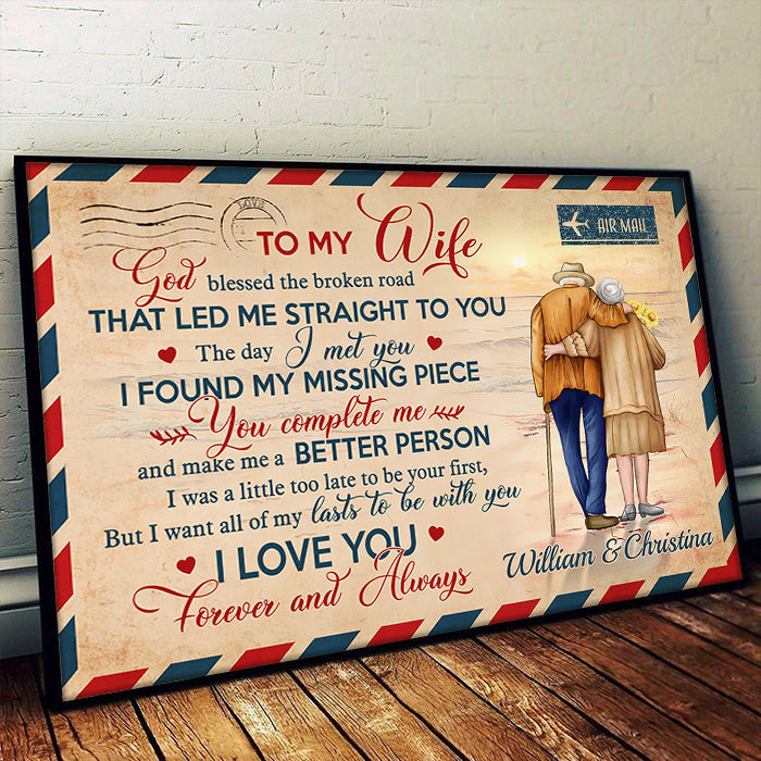 To My Wife I Love You Forever And Always - Gift For Couples, Personalized Horizontal Poster