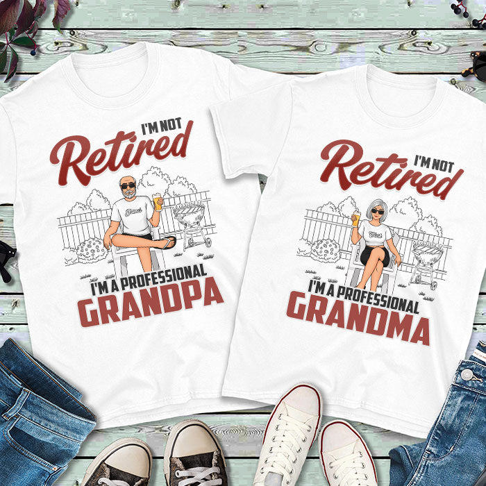 We're Professional Grandparents - Personalized Matching Couple T-Shirt - Gift For Couple, Husband Wife, Grandparents