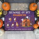 Beware Of My Grandkids - Personalized Decorative Mat, Halloween Ideas.
