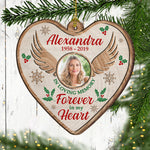 Forever In My Heart - Personalized Custom Heart Shaped Wood Christmas Ornament
