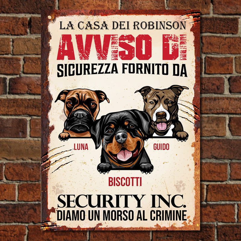 Diamo un morso al crimine Italian - Funny Personalized Dog Metal Sign