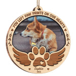 You Left Paw Prints On My Heart - Personalized Custom Snow Globe Shaped Wood Photo Christmas Ornament - Upload Image, Memorial Gift, Sympathy Gift, Christmas Gift