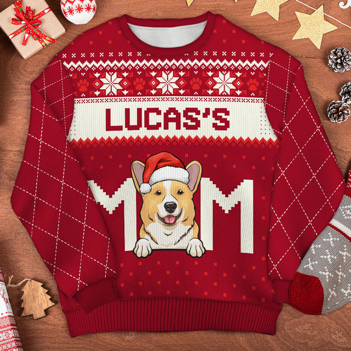 I'm A Dog Mom - Personalized Custom Unisex Ugly Christmas Sweatshirt, Wool Sweatshirt, All-Over-Print Sweatshirt - Gift For Dog Lovers, Pet Lovers, Christmas Gift
