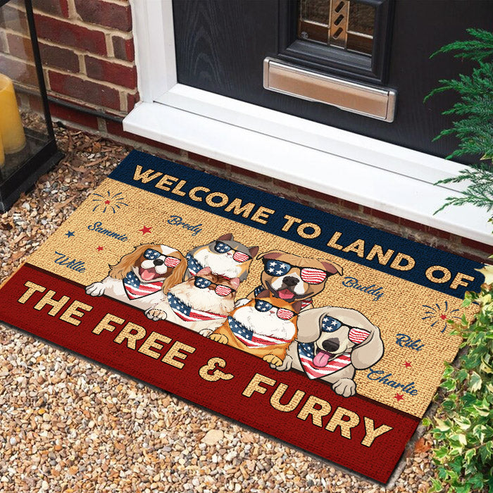Land Of The Free & Furry - 4th Of July Funny Personalized Pet Decorative Mat (Cat & Dog)