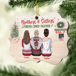 Brothers And Sisters Forever Linked Together - Personalized Custom Benelux Shaped Wood Christmas Ornament
