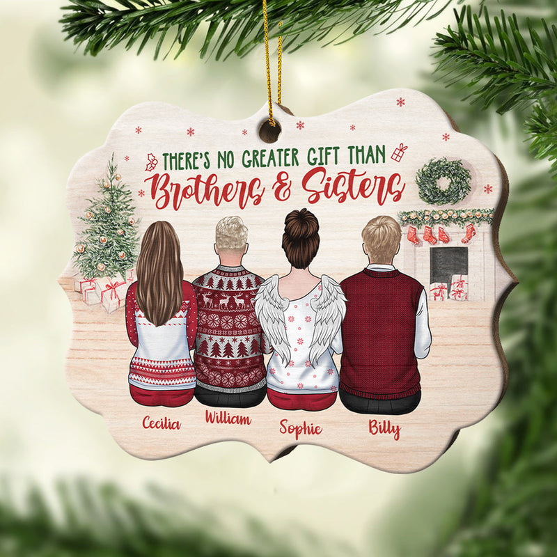 Brothers And Sisters Forever Linked Together - Personalized Custom Benelux Shaped Wood Christmas Ornament