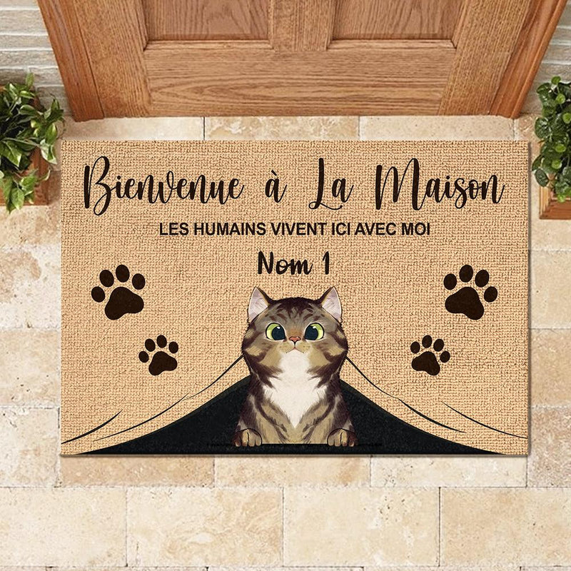 Bienvenue À La Maison French - Funny Personalized Cat Decorative Mat