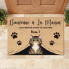 Bienvenue À La Maison French - Funny Personalized Cat Decorative Mat (WT)