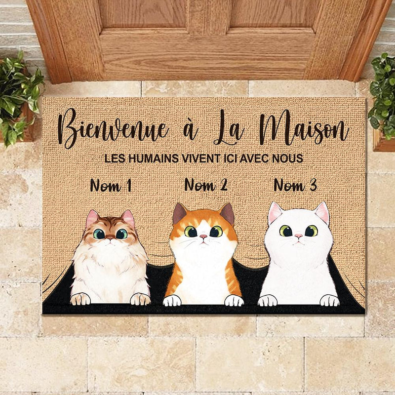 Bienvenue À La Maison French - Funny Personalized Cat Decorative Mat (WT)