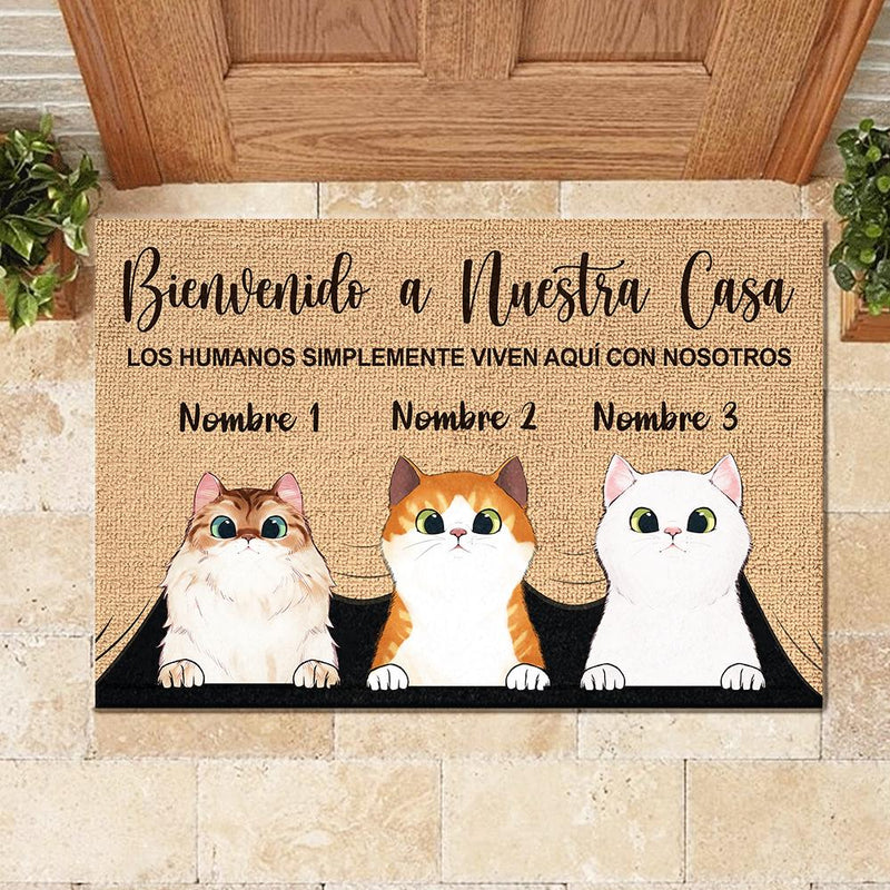 Bienvenido A Mi Casa Spanish - Funny Personalized Cat Decorative Mat, Doormat