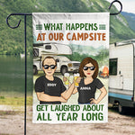 What Happens At Our Campsite - Personalized Flag - Gift For Camping Lovers
