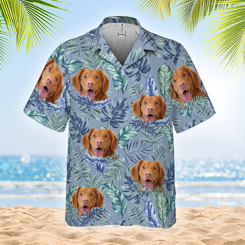 Colorful Tropical Leaves And Pet - Dog & Cat Personalized Custom Unisex Hawaiian Shirt - Upload Image, Dog Face, Cat Face - Summer Vacation Gift, Gift For Pet Owners, Pet Lovers