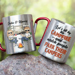 Let's Sit By The Campfire - Personalized Carabiner Camping Mug - Gift For Camping Lovers