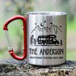 Adventuring Together - Personalized Carabiner Camping Mug - Gift For Camping Lovers