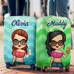 Chibi Summer Vacation - Personalized Luggage Cover - Gift For Bestie