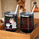 Custom Name Halloween Cat Mom Gifts - Personalized Wine Tumbler
