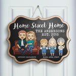 Home Sweet Home Parents & Kids Chalk Board Style - Gift For Couples, Husband Wife, Personalized Shaped Wood Sign