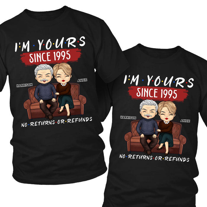 No Returns Or Refunds - Personalized Matching Couple T-Shirt - Gift For Couple, Husband Wife, Anniversary, Engagement, Wedding, Marriage Gift
