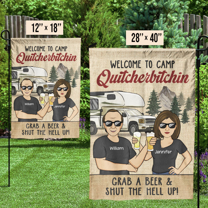 Welcome To Camp Quitcherbitchin Vintage - Personalized Flag - Gift For Camping Lovers