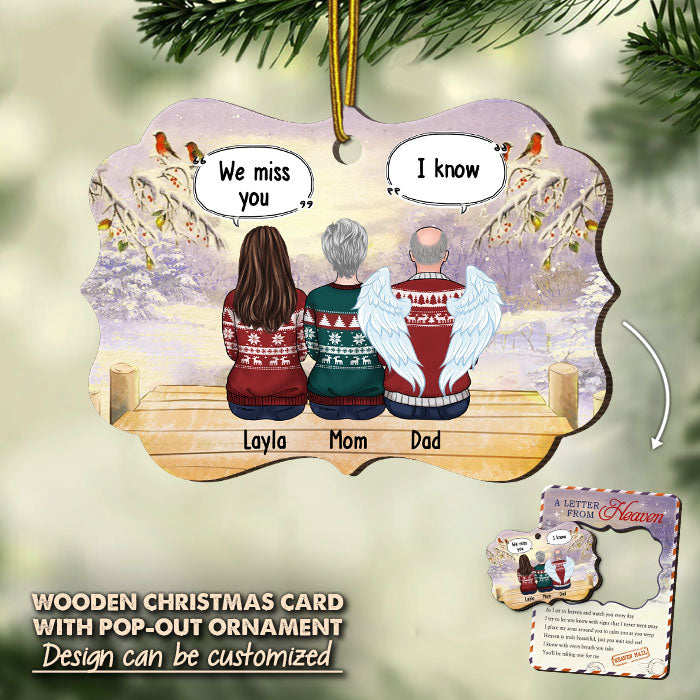 We Try To Let You Know With Signs That We Never Went Away - Memorial Personalized Custom Wooden Card With Pop Out Ornament - Sympathy Gift, Christmas Gift For Family