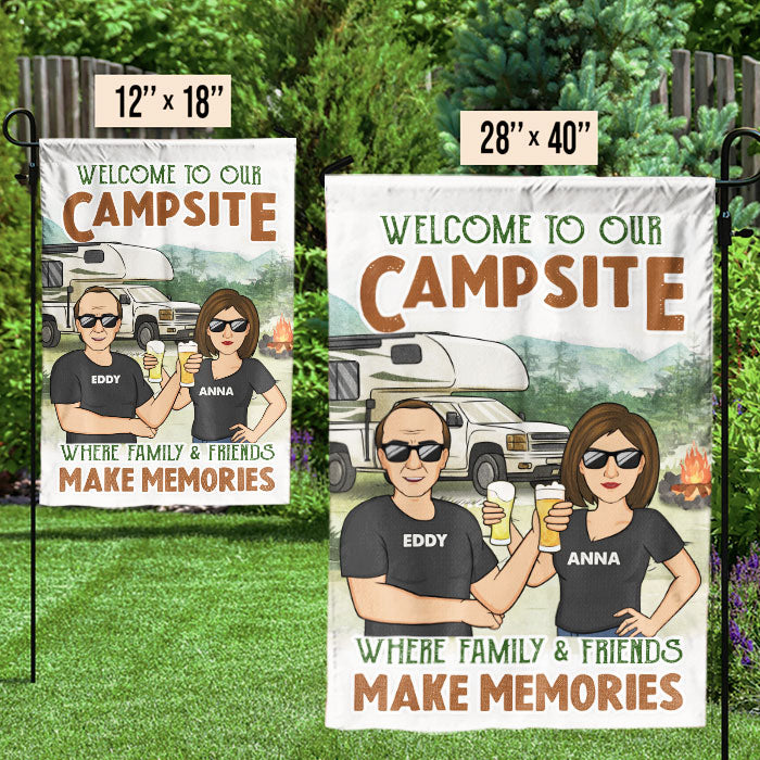 Welcome To Our Campsite - Personalized Flag - Gift For Camping Lovers