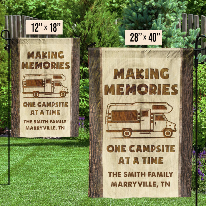 Making Memories Campsite At A Time - Personalized Flag - Gift For Camping Lovers