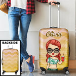 Chibi Summer Vacation - Personalized Luggage Cover - Gift For Bestie