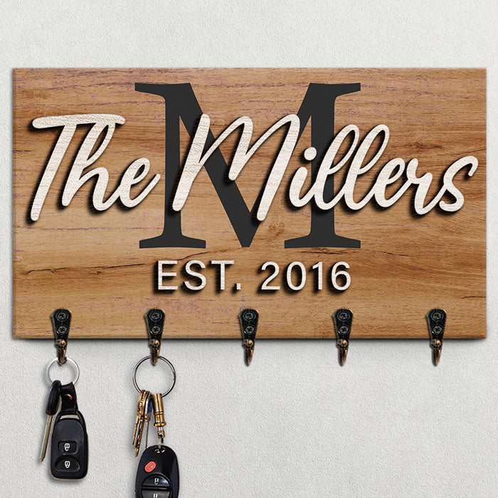 Our Sweet Family - Personalized Key Hanger, Key Holder, 2-Layer Wood Key Hanger - Gift For Couple, Husband Wife, Anniversary, Engagement, Wedding, Marriage Gift