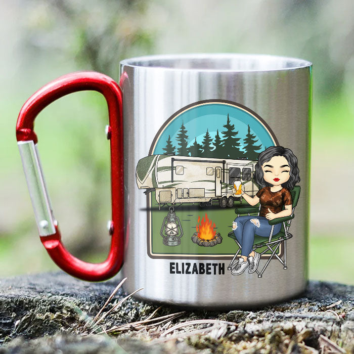 I Tried To Be A Good Girl But - Personalized Carabiner Camping Mug - Gift For Camping Lovers
