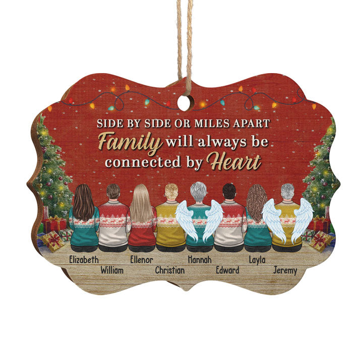 Family Will Always Be Connected By Heart - Personalized Custom Benelux Shaped Wood Christmas Ornament - Gift For Family, Christmas Gift
