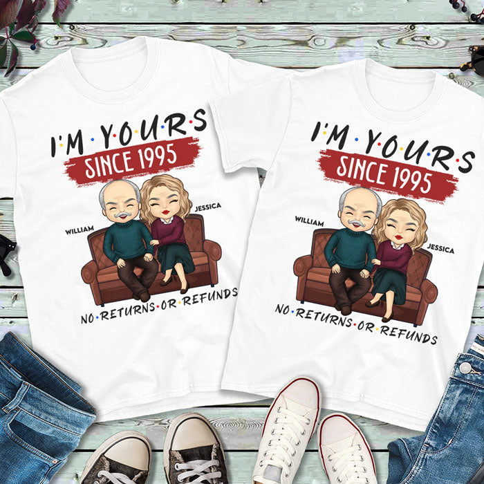 No Returns Or Refunds - Personalized Matching Couple T-Shirt - Gift For Couple, Husband Wife, Anniversary, Engagement, Wedding, Marriage Gift