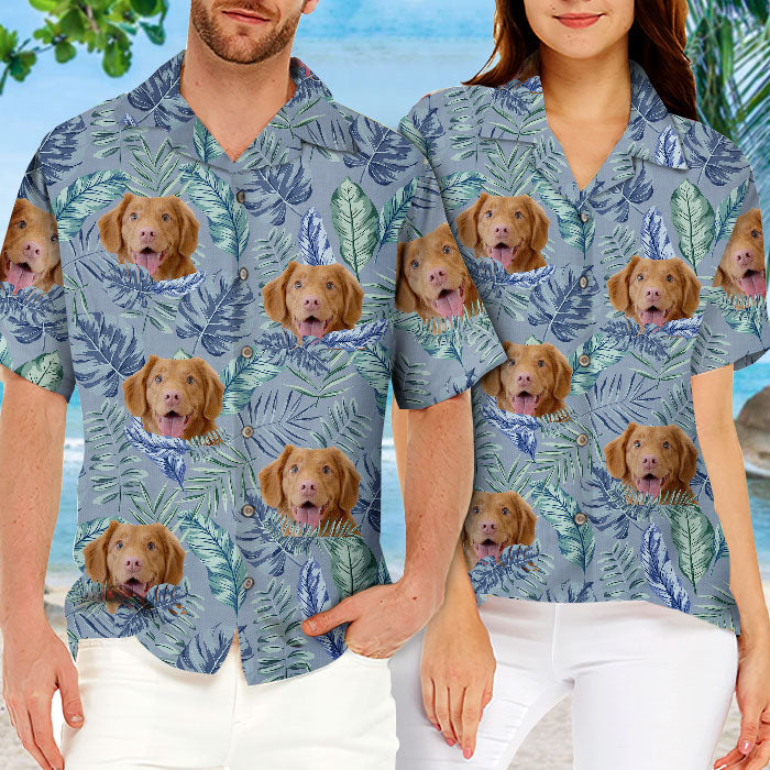 Colorful Tropical Leaves And Pet - Dog & Cat Personalized Custom Unisex Hawaiian Shirt - Upload Image, Dog Face, Cat Face - Summer Vacation Gift, Gift For Pet Owners, Pet Lovers