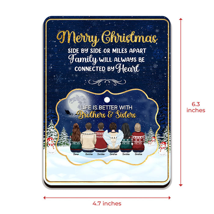 Family Will Be Connected By Heart - Personalized Custom Christmas Wooden Card With Pop Out Ornament - Gift For Family, Christmas Gift