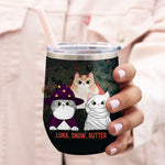 Custom Name Halloween Cat Mom Gifts - Personalized Wine Tumbler
