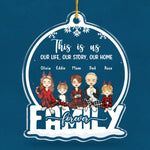 All Hearts Come Home For Christmas - Family Personalized Custom Ornament - Acrylic Snow Globe Shaped - Christmas Gift For Family Members